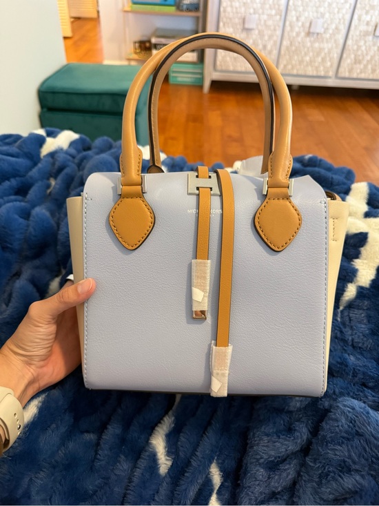 Michael Kors Collection Handbags - Michael Kors Collection Blue Leather Satchel with Tan Accents